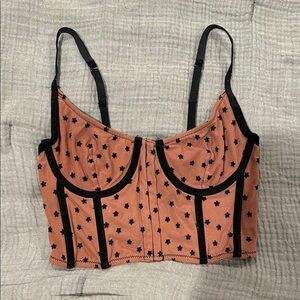 Urban Outfitters Pink/Brown and Black Corset Top